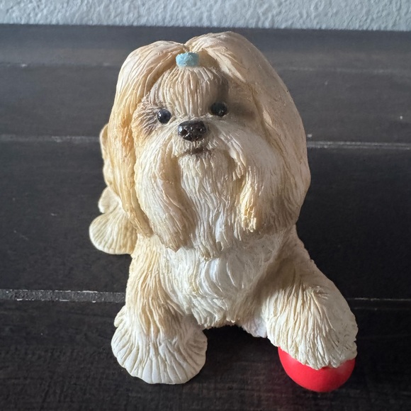 Cream and Red Dog Toy with Long Floppy Ears and Plush Body - Picture 1 of 6